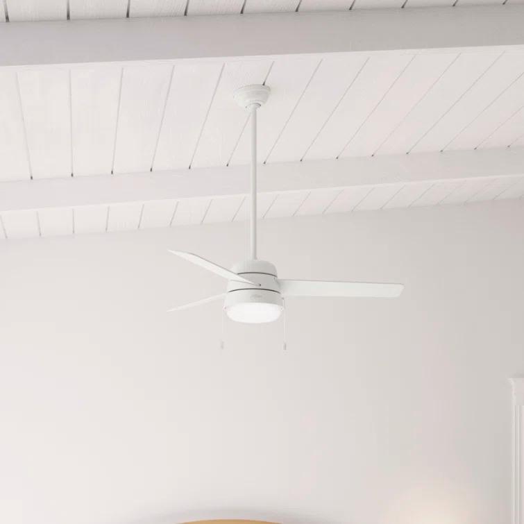 Hunter Fan 52" Aker 3 - Blade Indoor Standard Ceiling Fan with Pull Chain and Light Kit Included