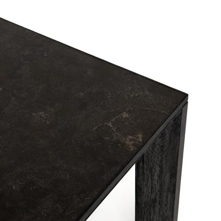 Black-Washed Oak Rectangular Dining Table with Bluestone Inset
