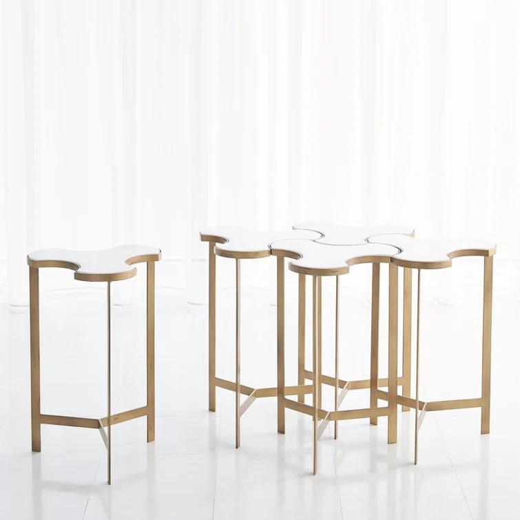 Studio A Home Link Bunching Table-Gold w/White Marble Top