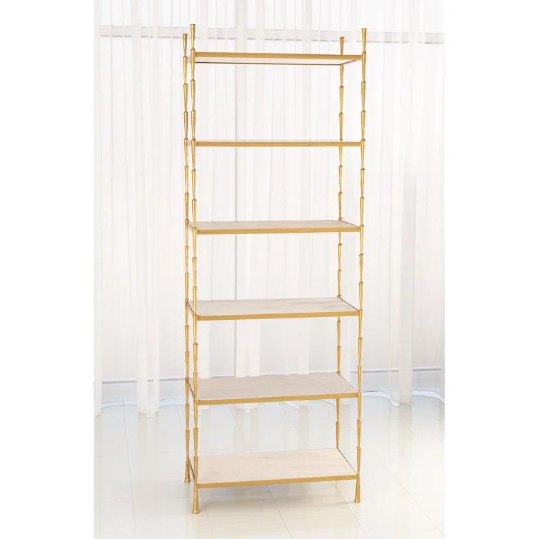 Spike Etagere-Antique Brass w/White Marble