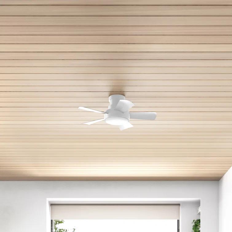 Vox 5 - Blade Indoor/Outdoor Smart Flush Mount Ceiling Fan with Remote Control and LED Light Kit
