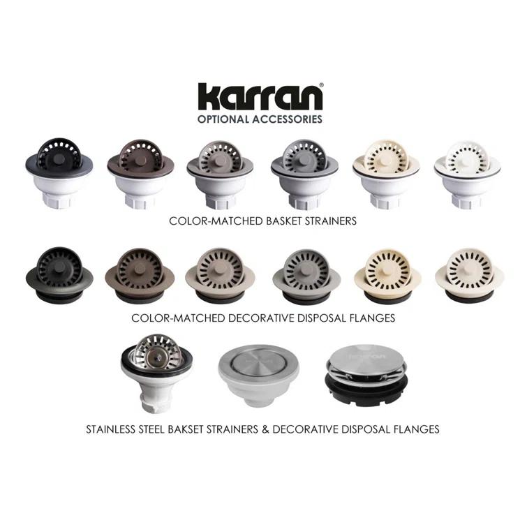 Karran Quartz 34'' X 21-1/4'' 50/50 Double Bowl Farmhouse/Apron Front Kitchen Sink Kit