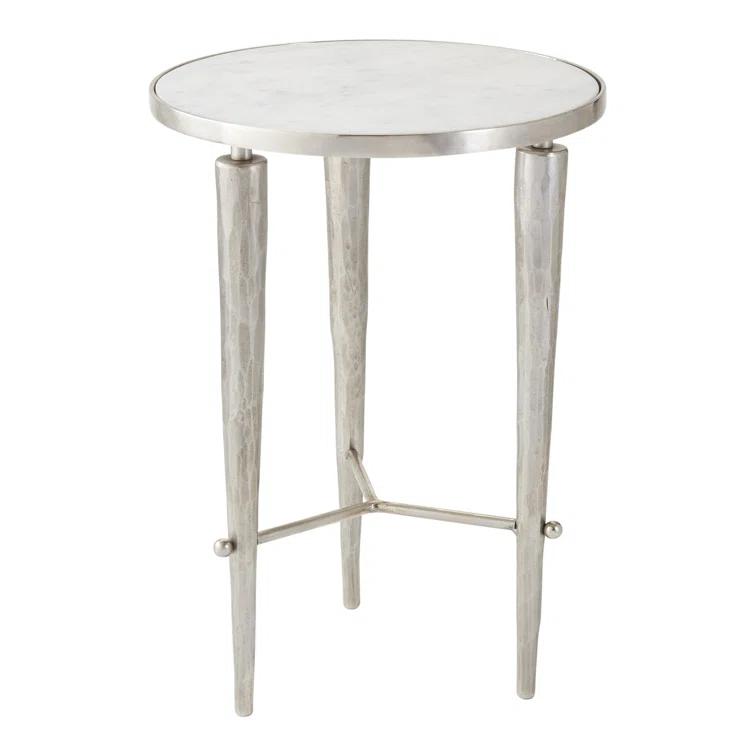 Round Stone and Metal 17" End Table