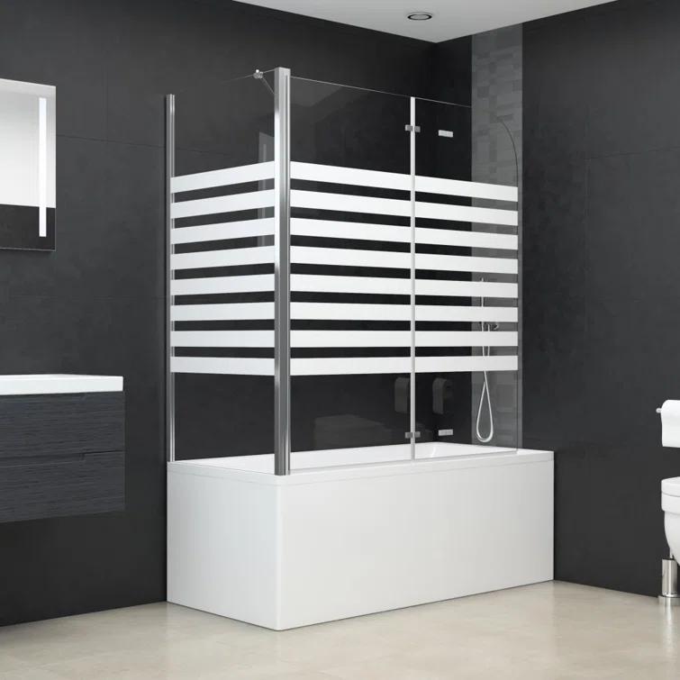 VidaXL Bathtub Shower Door Folding Bathtub Door Tub Enclosure Tempered Glass