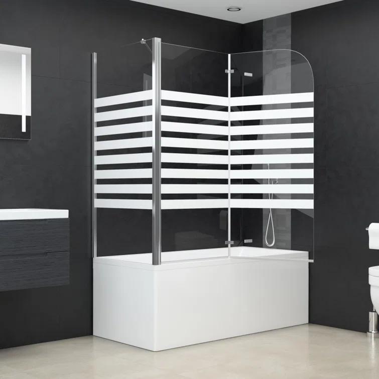 VidaXL Bathtub Shower Door Folding Bathtub Door Tub Enclosure Tempered Glass