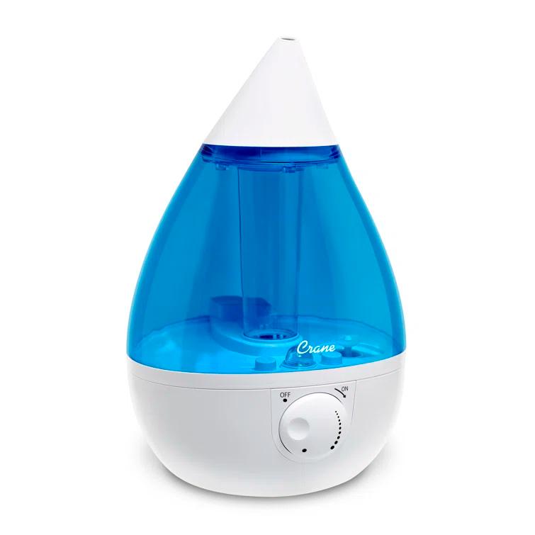 Crane USA 1 Gal. Cool Mist Ultrasonic Humidifier for Bedroom, Office, Nursery, Blue/White, Crane USA