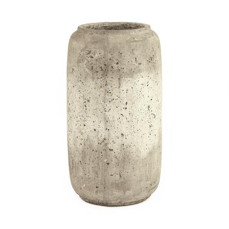 Zentique Terracotta  Vase with Distressed  Gray Wash