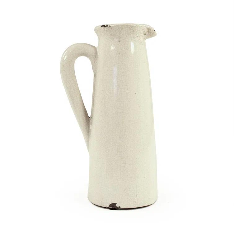 Gilded Top Ceramic Jug with Handle - Large
