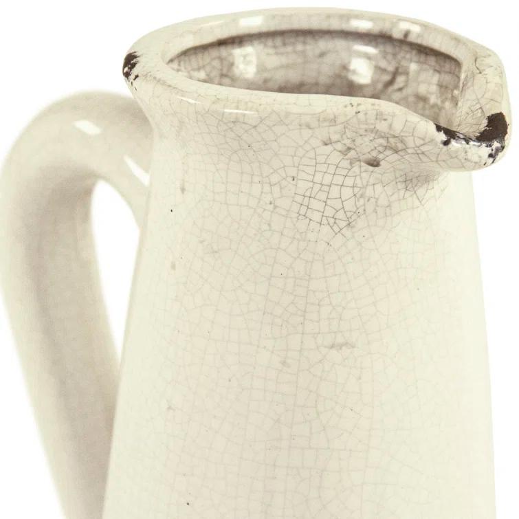 Gilded Top Ceramic Jug with Handle - Large