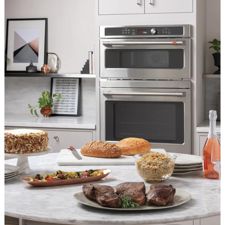 Café 30" Self-Cleaning Convection Electric Double Wall Oven with Built-in Microwave CTC912P2NS1