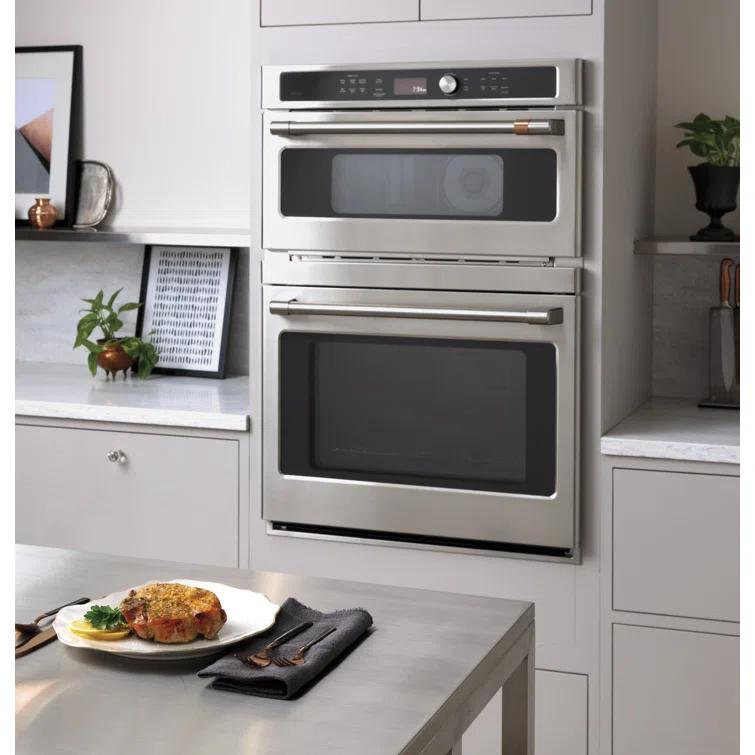 Café 30" Self-Cleaning Convection Electric Double Wall Oven with Built-in Microwave CTC912P2NS1