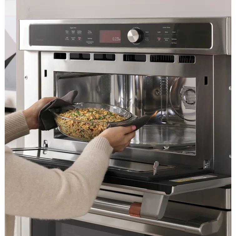 Café 30" Self-Cleaning Convection Electric Double Wall Oven with Built-in Microwave CTC912P2NS1