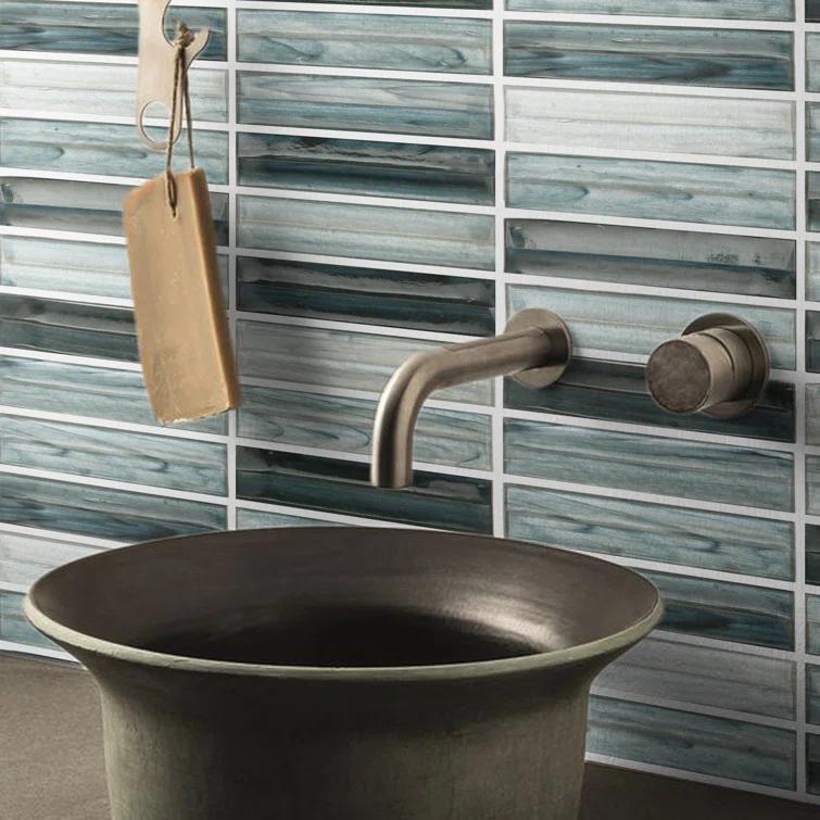 Tara Stacked 11.61" x 11.73" Molten Glass Mosaic Wall Tile (0.95 Sq. Ft. / Sheet)