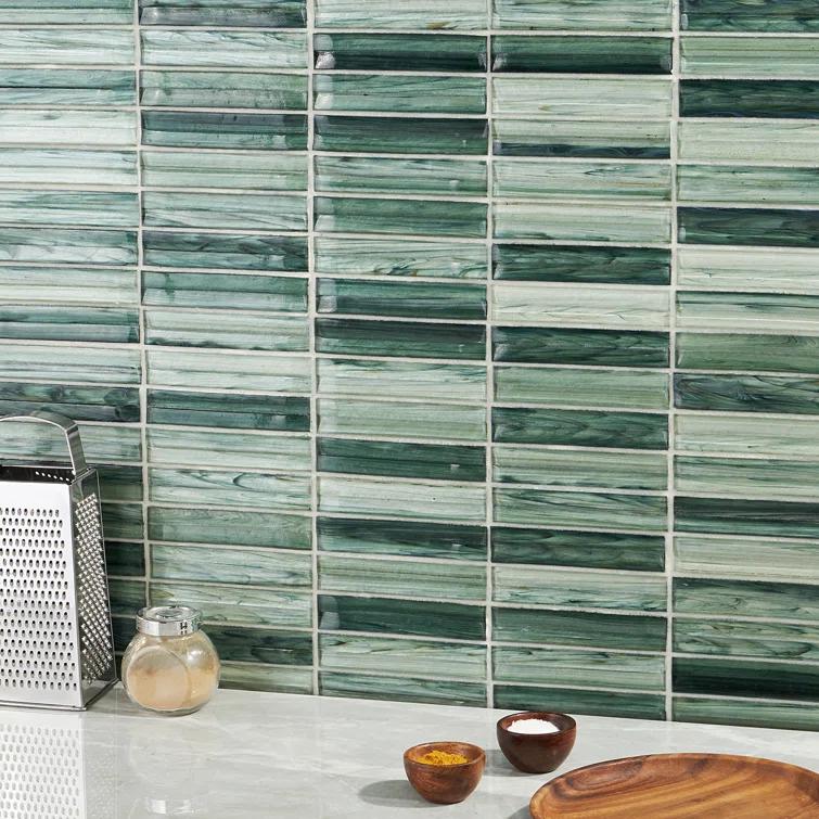Tara Stacked 11.61" x 11.73" Molten Glass Mosaic Wall Tile (0.95 Sq. Ft. / Sheet)
