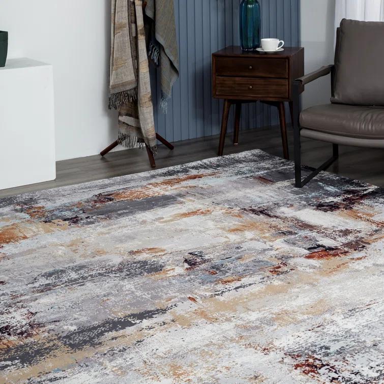 Denali Gray 5' x 7' Abstract Synthetic Area Rug