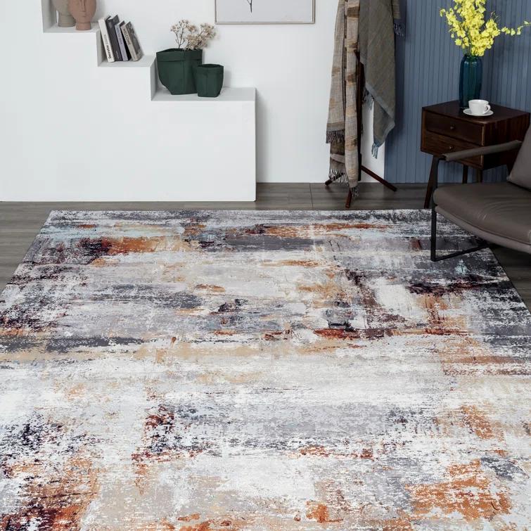 Denali Gray 5' x 7' Abstract Synthetic Area Rug
