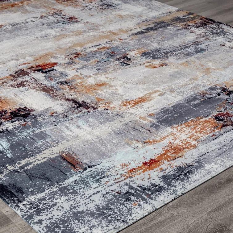 Denali Gray 5' x 7' Abstract Synthetic Area Rug