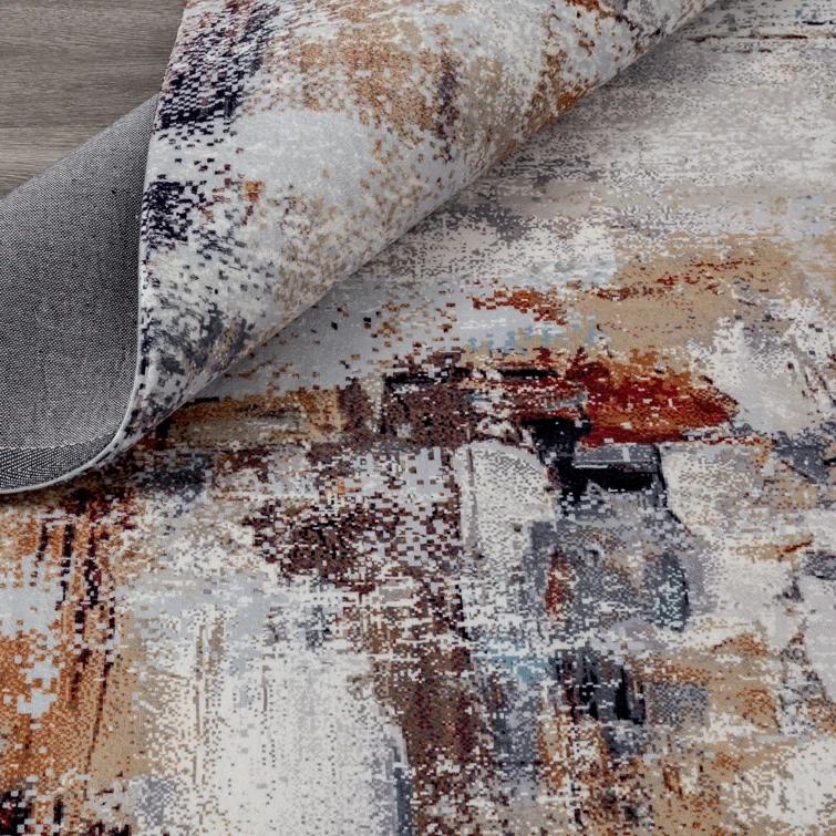 Denali Gray 5' x 7' Abstract Synthetic Area Rug