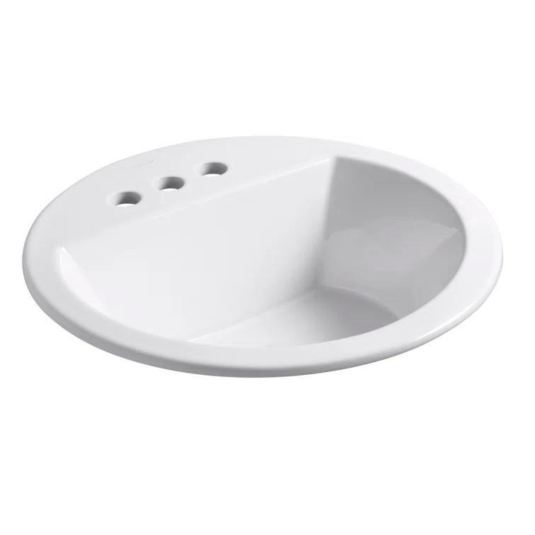 Bryant Ceramic Circular Drop-In Bathroom Sink with Overflow