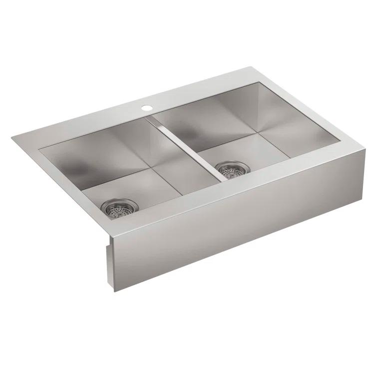 Vault™ 35.75" L x 24.3125" W Double Basins Farmhouse Kitchen Sink