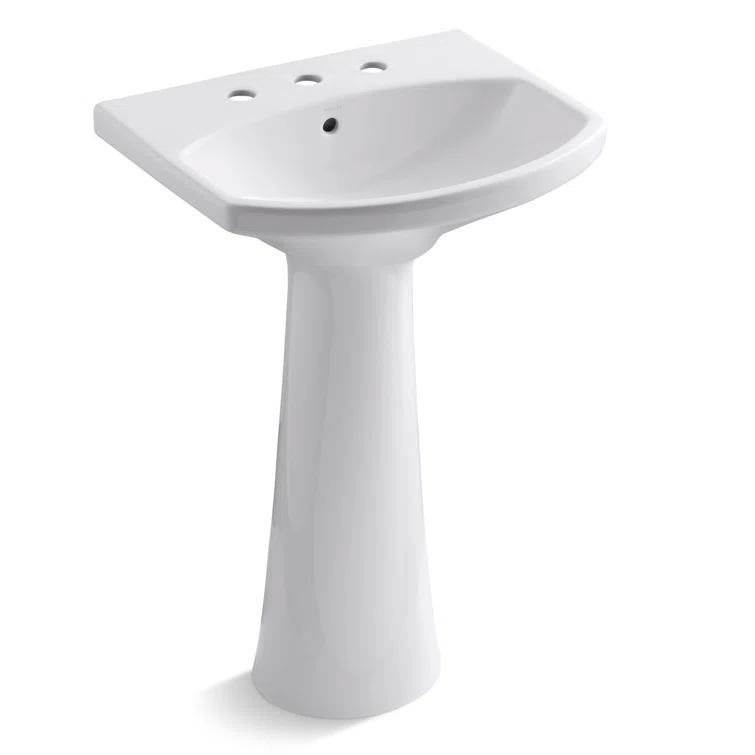 Cimarron® 26.81" Vitreous China U-Shape Pedestal Bathroom Sink with Overflow