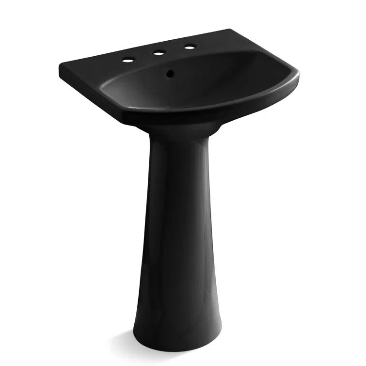 Cimarron® 26.81" Vitreous China U-Shape Pedestal Bathroom Sink with Overflow