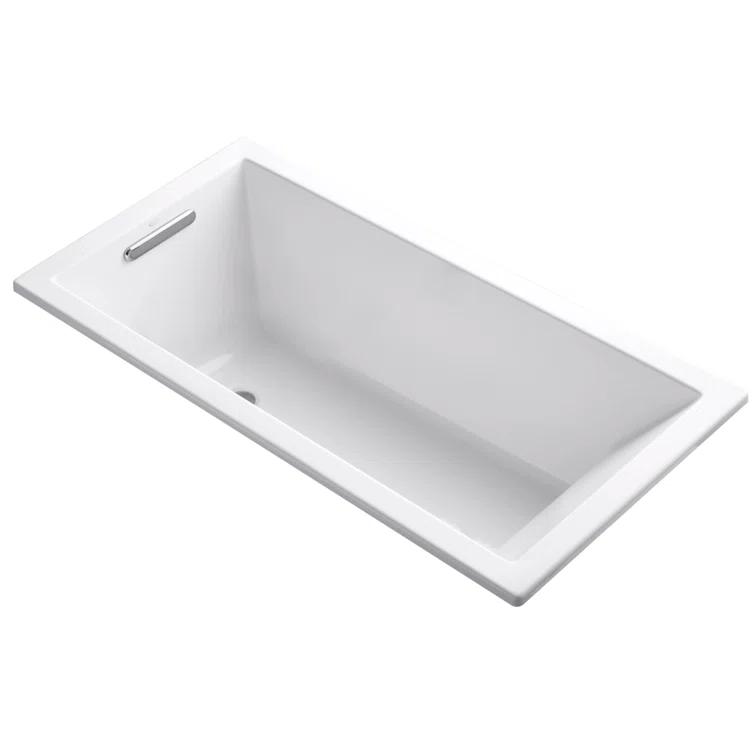 Underscore® 60" x 30" Drop-In or Undermount Acrylic Soaking Bathtub with Sloped Backrest