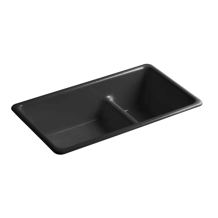 Iron Tones 33" L x 18.75" W Large/Medium Double-Bowl Kitchen Sink