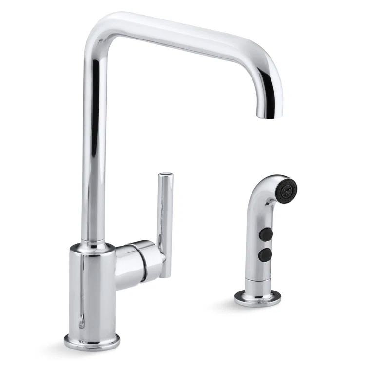 Purist® Two-Hole Kitchen Sink Faucet with 8" Spout and Matching Finish Sidespray