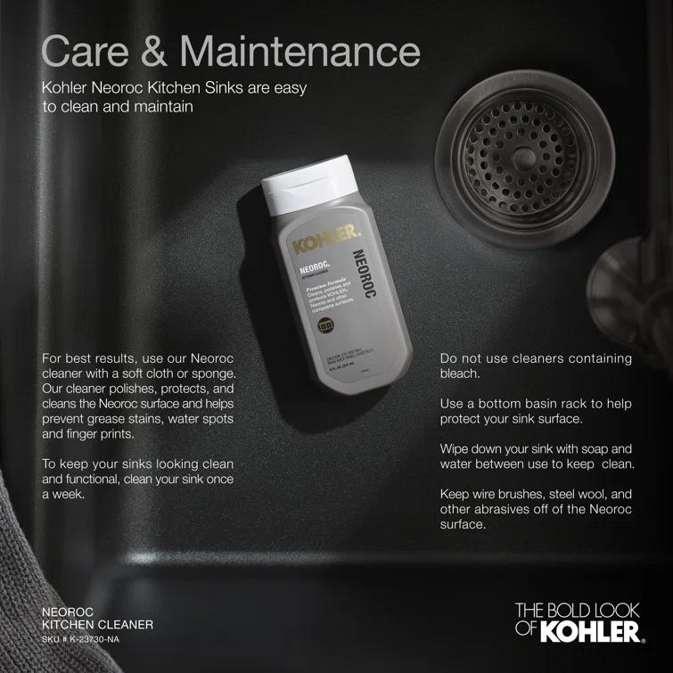 KOHLER K-8204-CM1 Cairn Sink, 33" Neoroc Composite Undermount Double-Bowl Kitchen Sink, Composite Kitchen Sink with Sink Rack, Matte Black