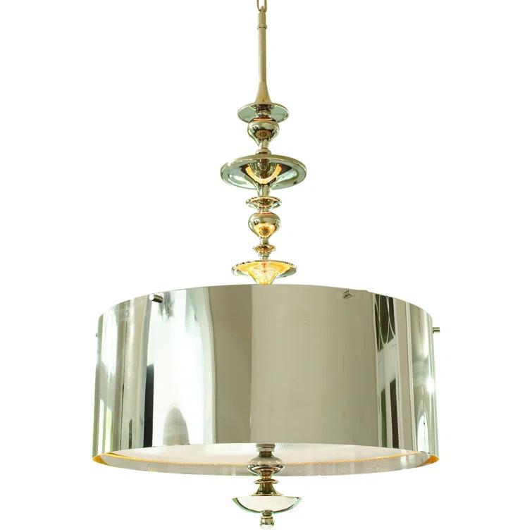 Turned Pendant Chandelier-Nickel-Lg