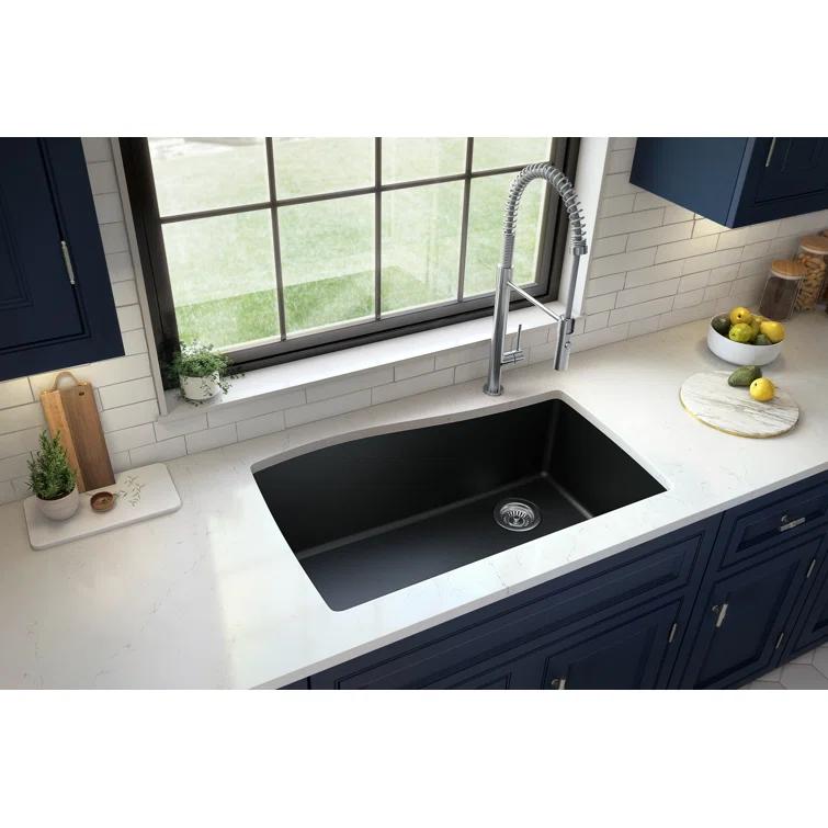 Karran Undermount Quartz Composite 33-1/2'' X 21'' Single Bowl Kitchen Sink