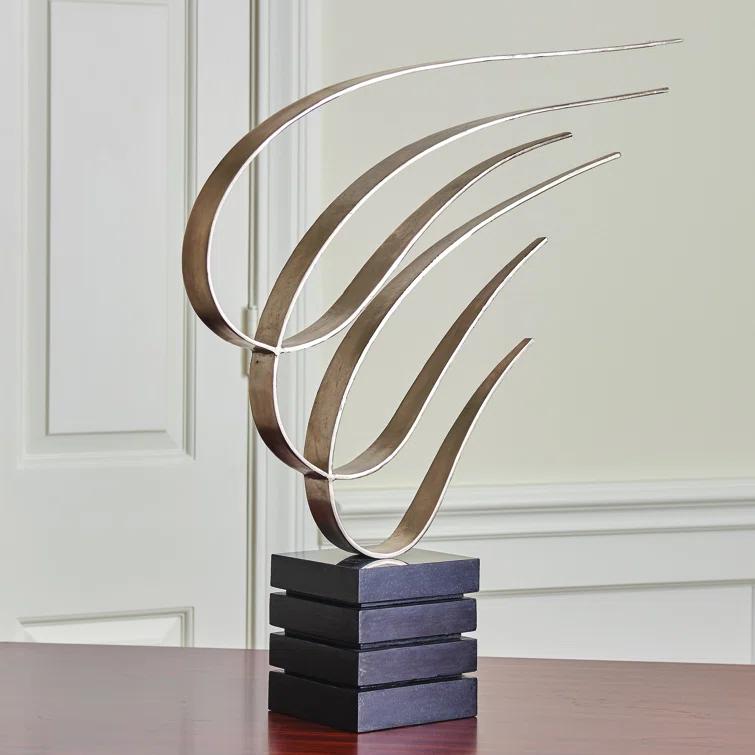 Handmade Nickel Iron Sculpture with Marble Base
