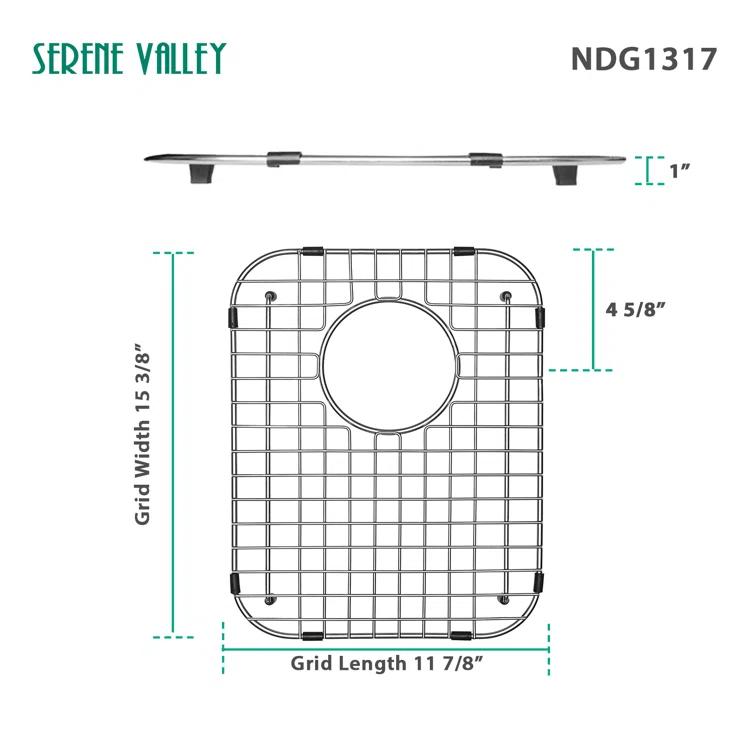 11.85-in x 15.47-in Rear Drain Heavy-Duty Stainless Steel Sink Grid