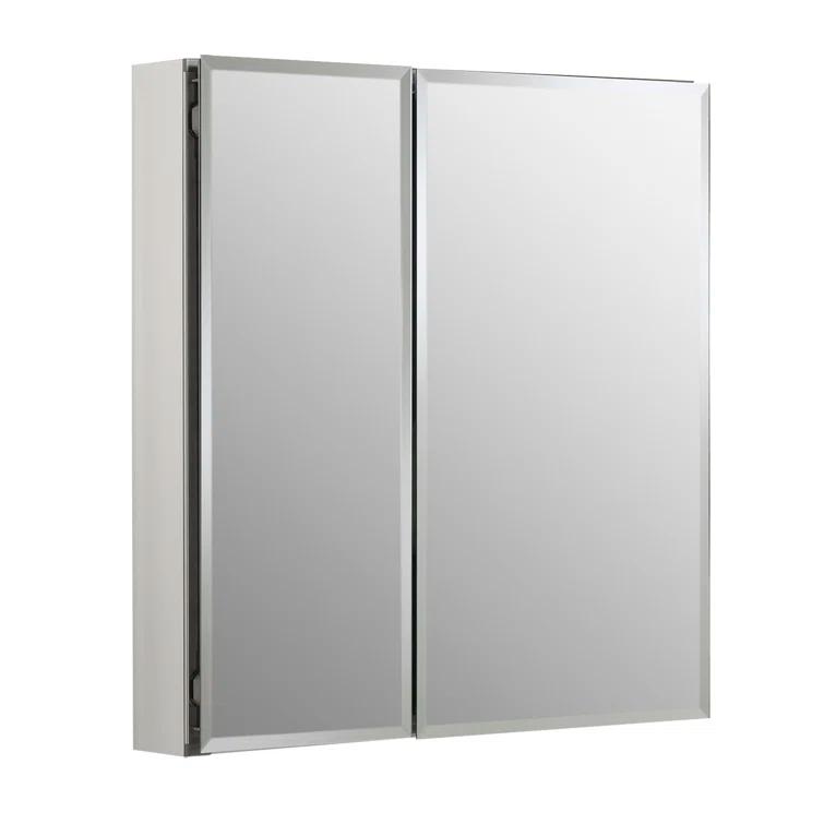 CLC Aluminum Two-Door Medicine Cabinet With Mirrored Doors, Beveled Edges