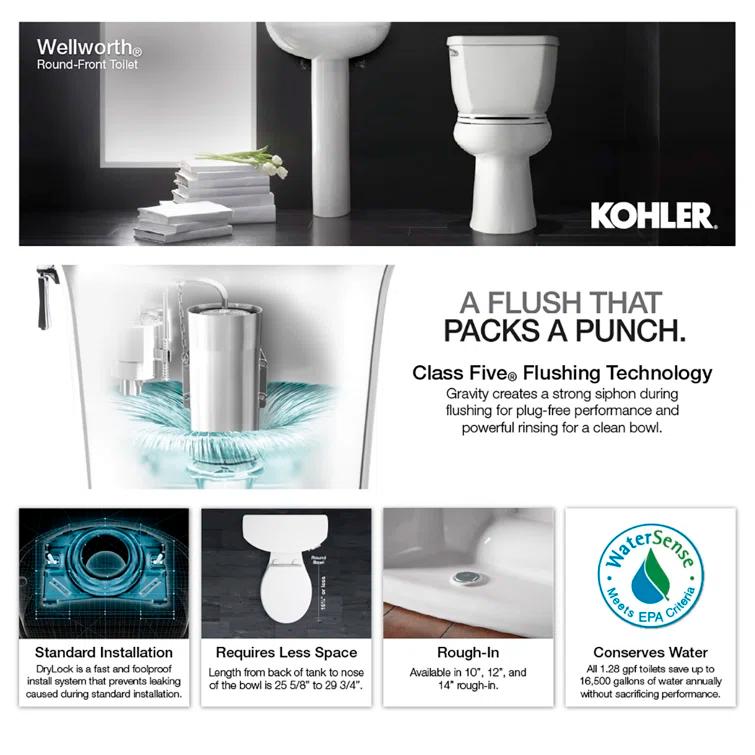 Wellworth® 1.6 GPF Round Two-Piece Toilet (Seat Not Included)