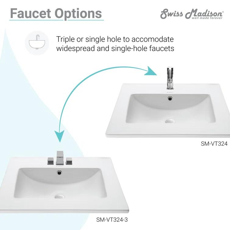 Ceramic 24" Single Bathroom Vanity Top