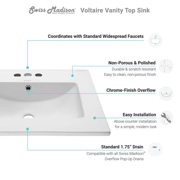Ceramic 24" Single Bathroom Vanity Top