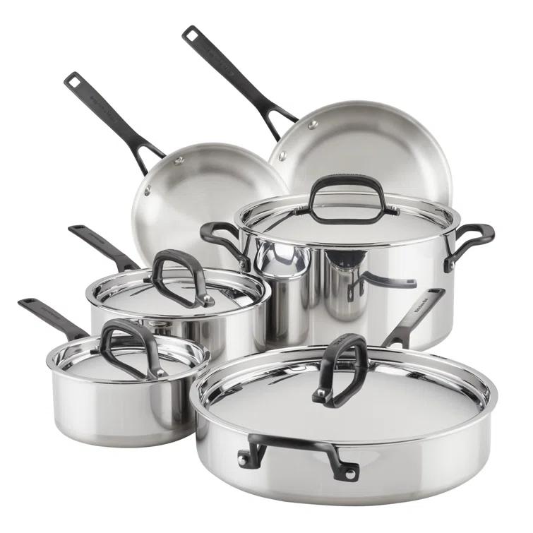 KitchenAid ® 10-Piece 5-Ply Clad Stainless Steel Cookware Set