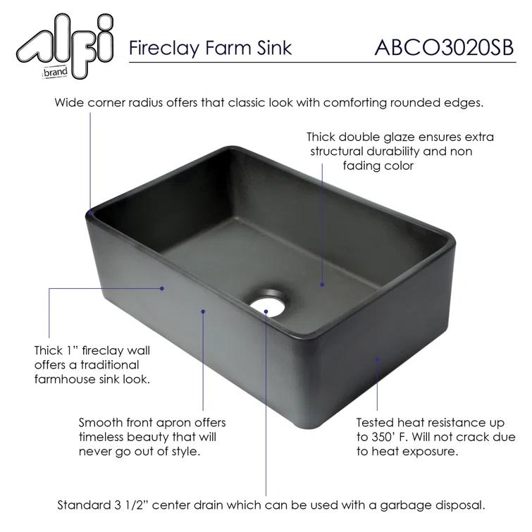 30'' L Farmhouse / Apron Single Bowl Fireclay Kitchen Sink
