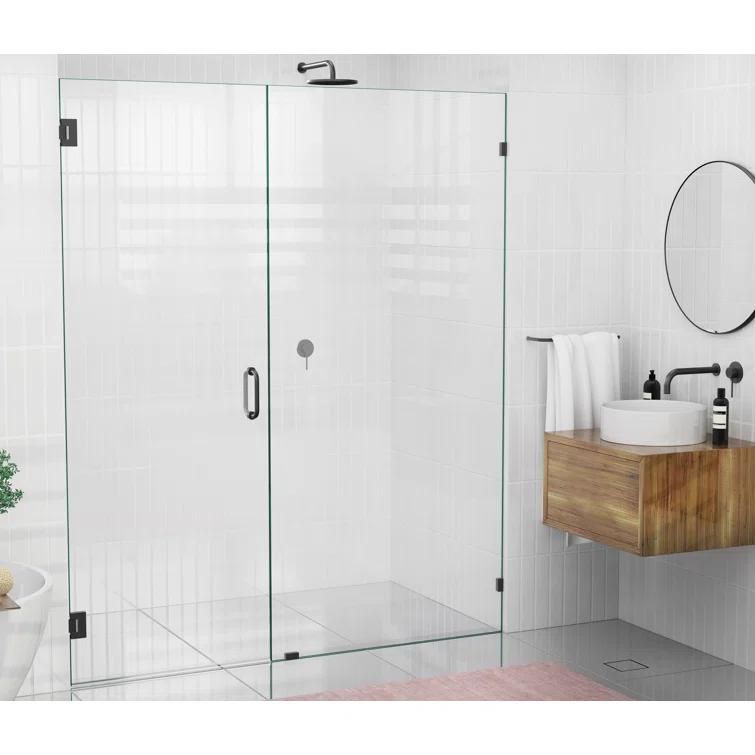 Illume 64.25 in. x 78 in. Fully Frameless Wall Hinge Shower Door
