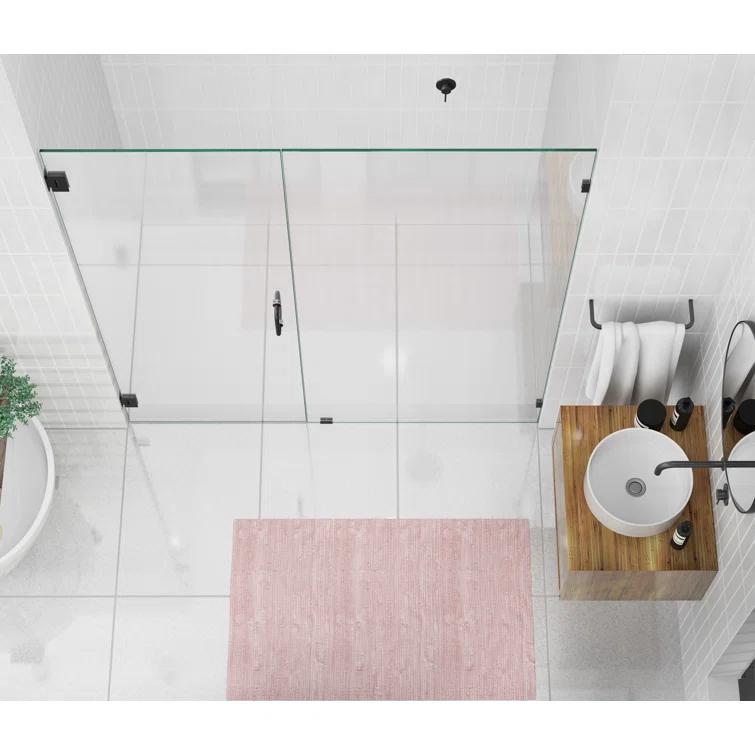 Illume 64.25 in. x 78 in. Fully Frameless Wall Hinge Shower Door