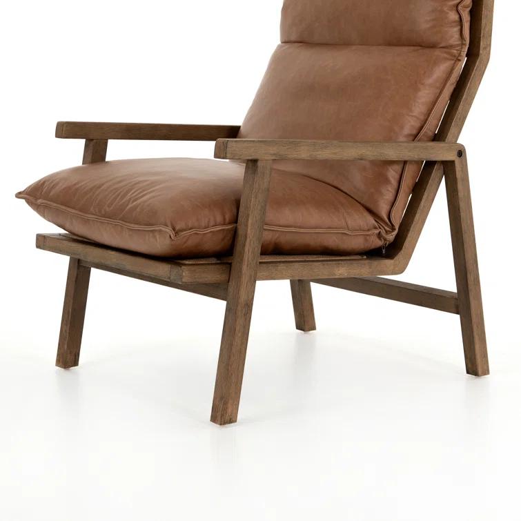 Orion Contemporary 27'' Brown Leather Accent Chair with Ladder-Back