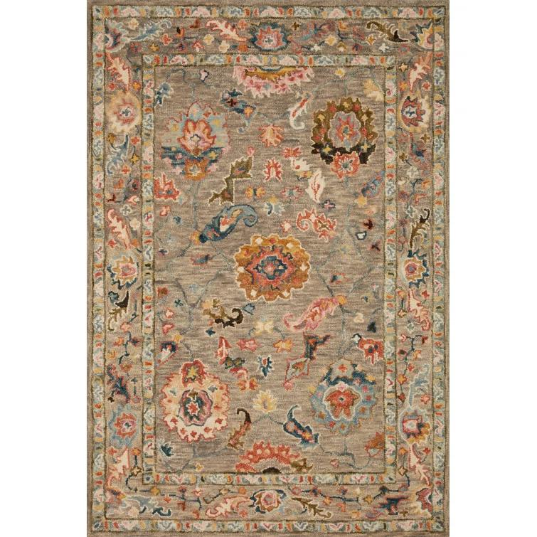 Norge Oriental Handmade Looped Wool Gray / Beige Area Rug