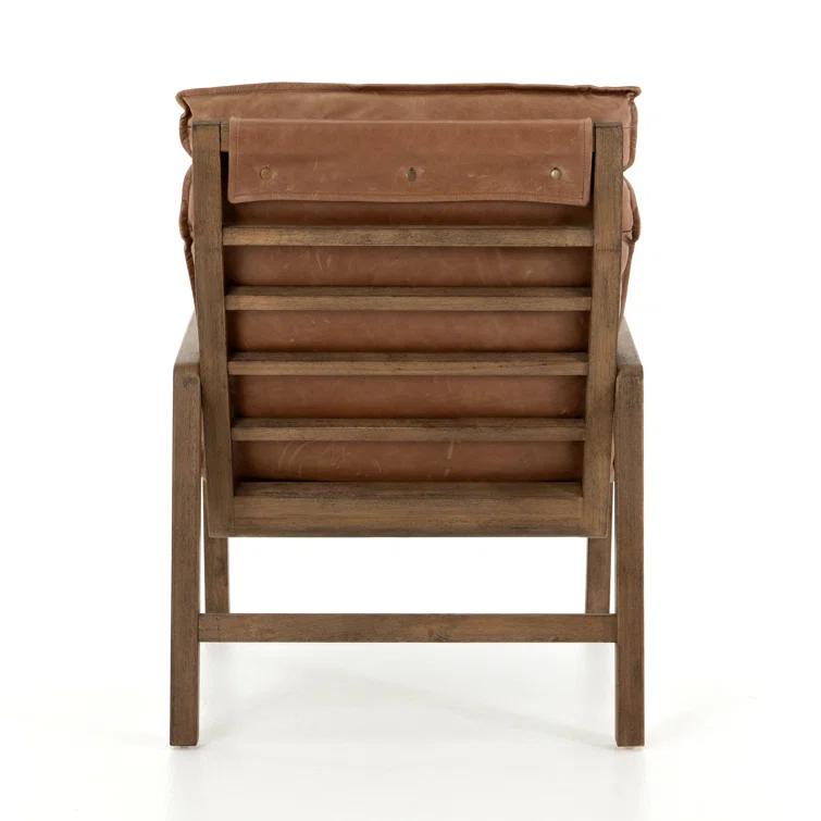 Orion Contemporary 27'' Brown Leather Accent Chair with Ladder-Back