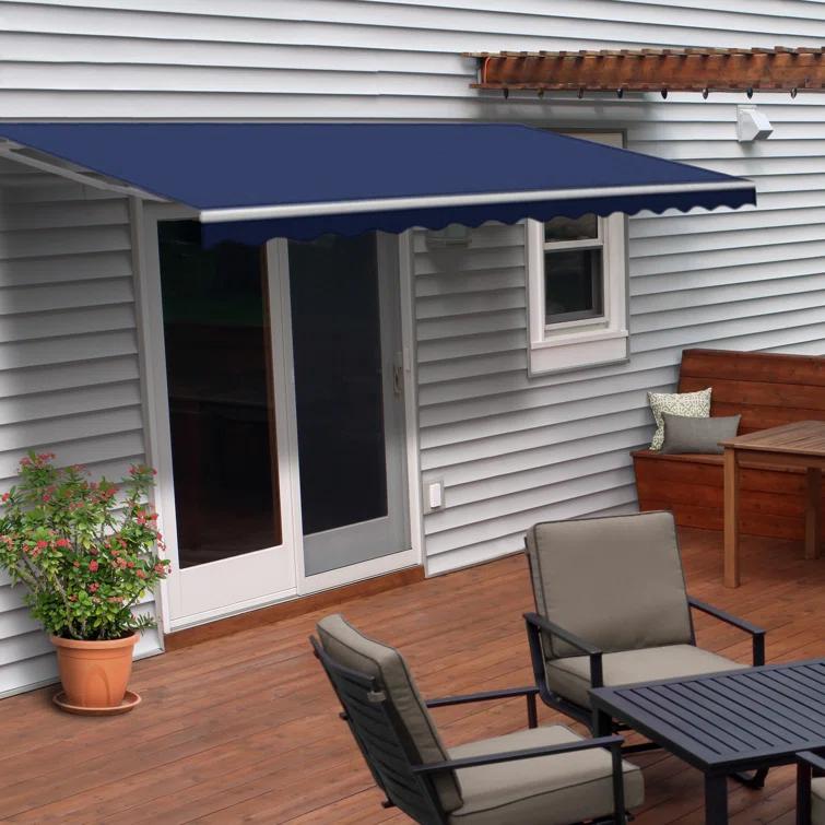 Motorized Retractable White Frame Patio Awning