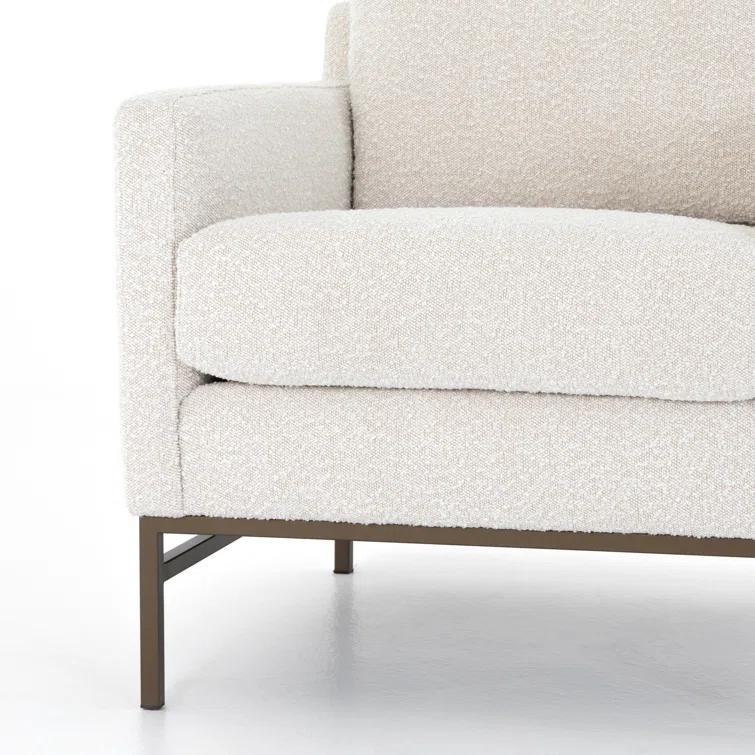 Vanna Contemporary Black Leather Armchair with Bronze-Finished Base