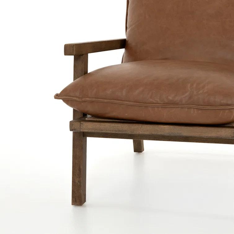 Orion Contemporary 27'' Brown Leather Accent Chair with Ladder-Back