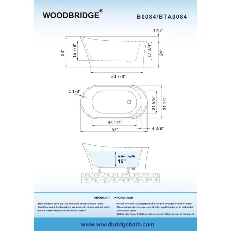 67" x 32" Freestanding Soaking Acrylic Single Slipper Bathtub with Reversible Drain