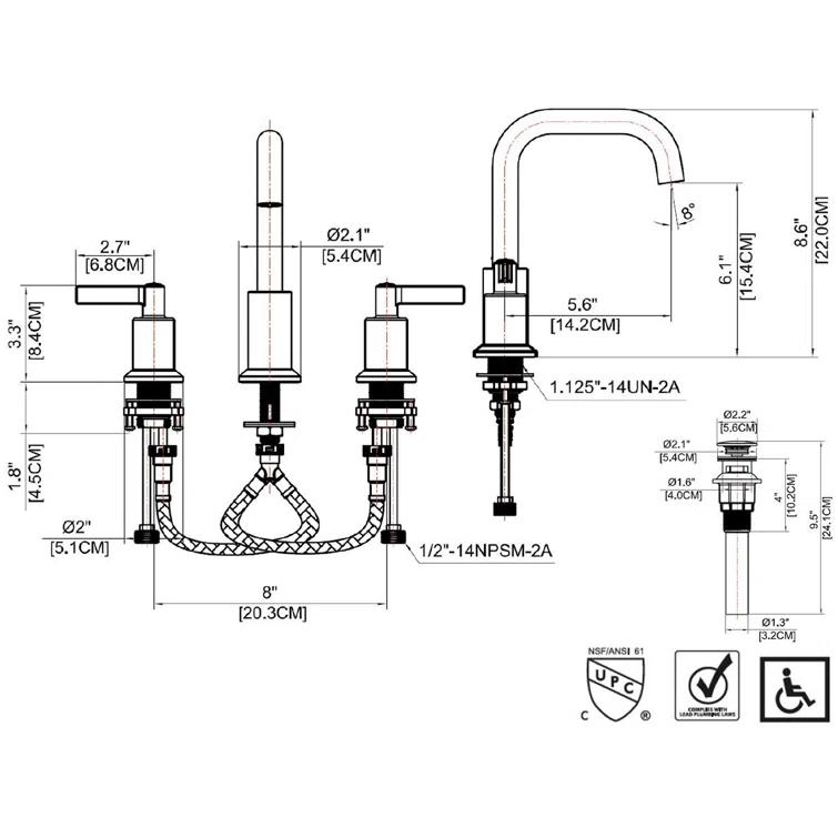 Kree Widespread 2-handle Bathroom Faucet with Drain Assembly